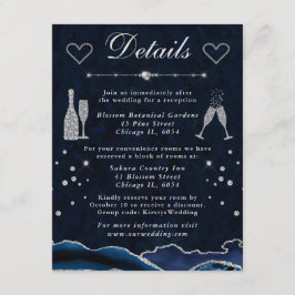 Cartão De Informações Detalhes do Casamento da Agitação de Lata Azul e P