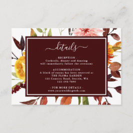Cartão De Informações Detalhes do Casamento da Aquarela do Jardim do Out
