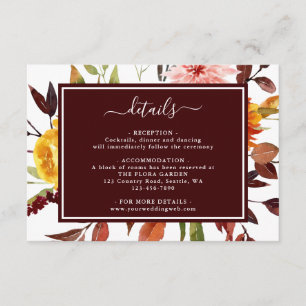 Cartão De Informações Detalhes do Casamento da Aquarela do Jardim do Out