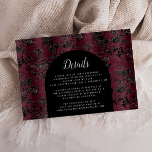 Cartão De Informações Detalhes do Casamento da Arca Negra Moody Burgundy