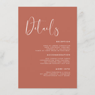 Cartão De Informações Detalhes do casamento da argila vermelha elegante