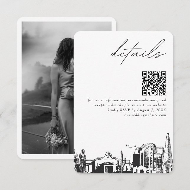 Cartão De Informações Detalhes do Casamento da Arizona Mesa Código QR Pe (Frente/Verso)