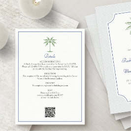 Cartão De Informações Detalhes do Casamento da Árvore Tropical de Palma