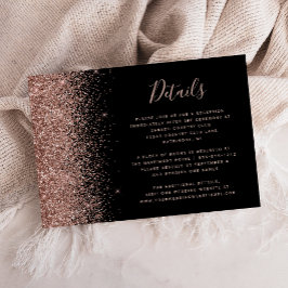 Cartão De Informações Detalhes do Casamento da Borda da Glitter Dourada 