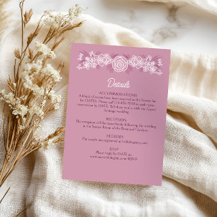 Cartão De Informações Detalhes do Casamento da Borgonha com Rosa Blush D