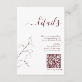 Cartão De Informações Detalhes do Casamento da Borgonha do Código QR Mod