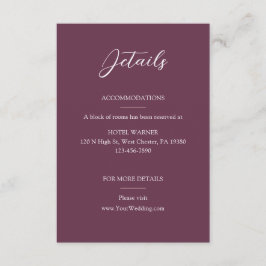 Cartão De Informações Detalhes do Casamento da Borgonha Elegante