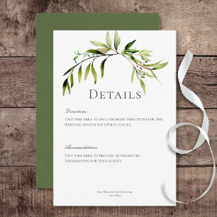 Cartão De Informações Detalhes do Casamento da Bough Greenery Botânica R