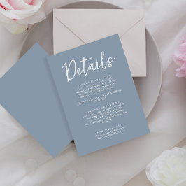 Cartão De Informações Detalhes do Casamento da Caligrafia Azul Minimalis