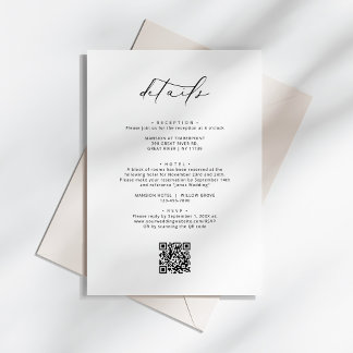 Cartão De Informações Detalhes do Casamento da Caligrafia Elegante Moder