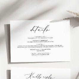 Cartão De Informações Detalhes do Casamento da Caligrafia Elegante Moder