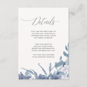 Cartão De Informações Detalhes do Casamento da Caligrafia Floral Dusty