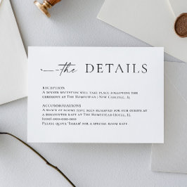 Cartão De Informações Detalhes do Casamento da Caligrafia Minimalista El