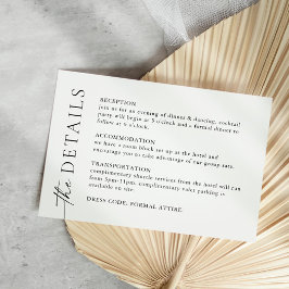 Cartão De Informações Detalhes do Casamento da Caligrafia Minimalista El