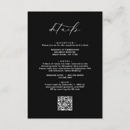 Cartão De Informações Detalhes do Casamento da Caligrafia Moderna Negra