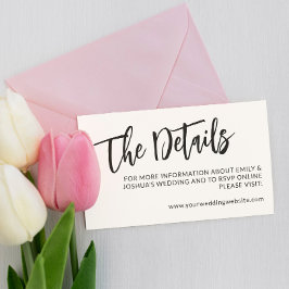 Cartão De Informações Detalhes do Casamento da Caligrafia Negra Encantad