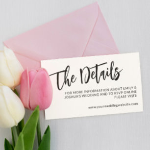 Cartão De Informações Detalhes do Casamento da Caligrafia Negra Encantad