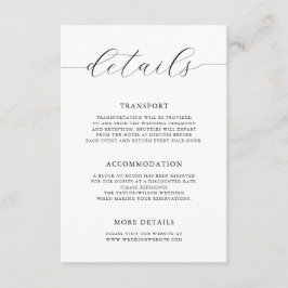 Cartão De Informações Detalhes do Casamento da Caligrafia Romântica Mode