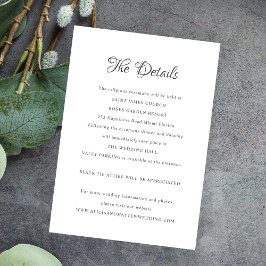 Cartão De Informações Detalhes do casamento da caligrafia vintage formal