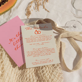 Cartão De Informações Detalhes do Casamento da Diversão Retroativa e Col