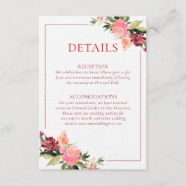 Cartão De Informações Detalhes do casamento da dupla felicidade em flor