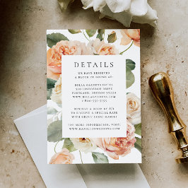 Cartão De Informações Detalhes do Casamento da Elegante Rosa Pêssego