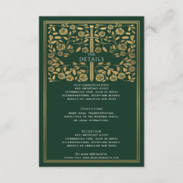 Cartão De Informações Detalhes do Casamento da Espada Real Medieval Verd