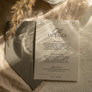 Cartão De Informações Detalhes do Casamento da Etiqueta de Vintagem Clás