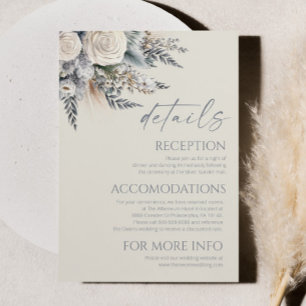 Cartão De Informações Detalhes do Casamento da Flor Floral de Boho White