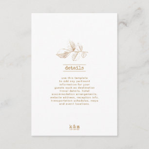 Cartão De Informações Detalhes do casamento da folha de ouro 2 ID655