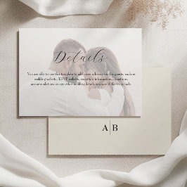Cartão De Informações Detalhes do Casamento da Foto de Marfim