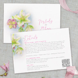 Cartão De Informações Detalhes do casamento da Hellebore watercolor
