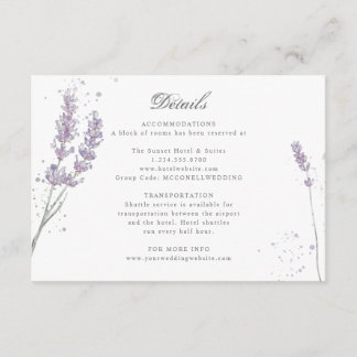 Cartão De Informações Detalhes do casamento da lavanda de cor d'água rox