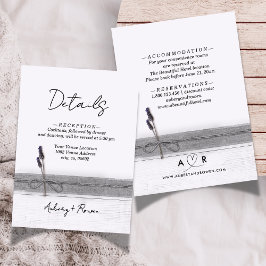 Cartão De Informações Detalhes do Casamento da Lavanda de Madeira Rustic