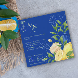 Cartão De Informações Detalhes do Casamento da Lemon Mediterrânica Blue 