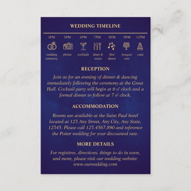 Cartão De Informações Detalhes do Casamento da Linha Cronológica da Fada (Frente)