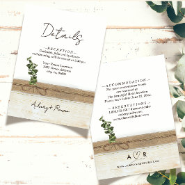Cartão De Informações Detalhes Do Casamento Da Madeira Eucalyptus De Bur