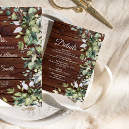 Cartão De Informações Detalhes do Casamento da Madeira Russa Elegante Gr