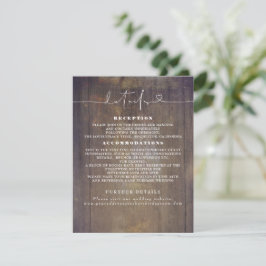 Cartão De Informações Detalhes do Casamento da Madeira Rústica