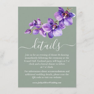 Cartão De Informações Detalhes do casamento da orquídea verde mar