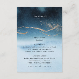 Cartão De Informações Detalhes do Casamento da Paisagem de Aquarela Azul