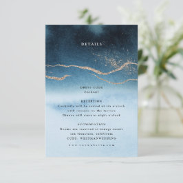 Cartão De Informações Detalhes do Casamento da Paisagem de Aquarela Azul