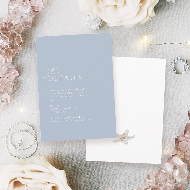 Cartão De Informações Detalhes do casamento da praia com temas do oceano (Dusty blue ocean themed beach wedding details enclosure card)