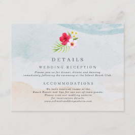 Cartão De Informações Detalhes do Casamento da Praia da Flor Tropical