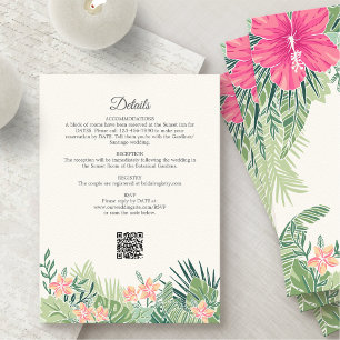 Cartão De Informações Detalhes do Casamento da Praia Floral Tropical