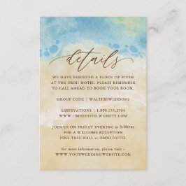 Cartão De Informações Detalhes do casamento da praia Summer Watercolor