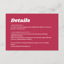 Cartão De Informações Detalhes do Casamento da Retro Mínimo Negrito Viva