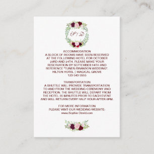Cartão De Informações Detalhes Do Casamento Da Rua Floral Rustic Marsala