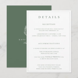 Cartão De Informações Detalhes do Casamento da Sage Monograma do Paixão 