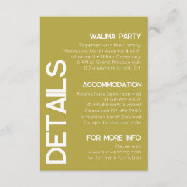 Cartão De Informações Detalhes do Casamento da Tipografia Branca Minimal